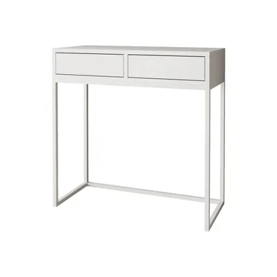 Produktbild von BEAUTYSOFA | Konsolentisch LANGO 80 cm - Konsole mit 2 Schubladen, Schminktisch, Weiß mit Metallbeine in Weiß