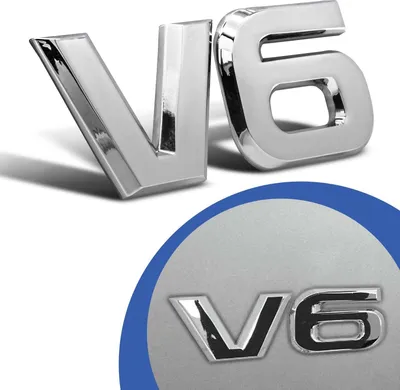 Produktbild von V6 Emblem Zeichen Chrom Schriftzug 3D Logo Auto Aufkleber Tuning Sticker Metall