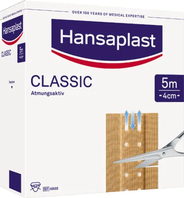 A box of Hansaplast Classic plasters.