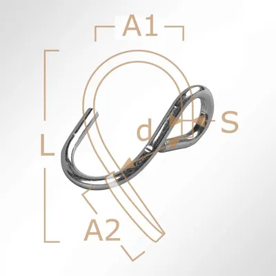 Produktbild von Asymmetrisch gedrehte S-Haken, 50 mm in grau (1 Stück)