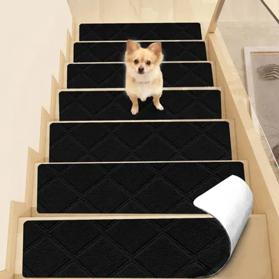 Productafbeelding van Traptredematten 15 stuks - Zelfklevend - Antislip - Hoogwaardig Polyester - 55 cm x 19 cm - Veiligheid en Comfort - Trapmat