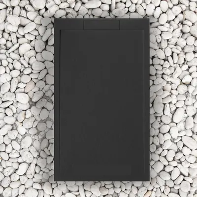 Produktbild von Duschwanne 160x70 cm SCHWARZ Vulcano Line SLIM Aus Kunstharz und Marmorpulver Mit Seitengitter AUS MARMORHARZ - FRASCIO