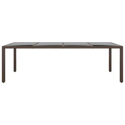 Image de vidaXL Table de jardin avec plateau en verre brun Poly rotin