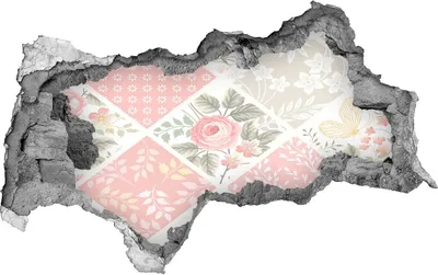 Imagen del producto de Adhesivo autoadhesivo con diseño tridimensional, tamaño 95x73 cm, con motivos de rosas y mariposas