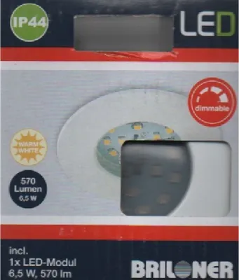 Produktbild von Briloner LED Einbauleuchte Warmweiß rund 6,5W IP44 3-Stufen-Dimmbar, 570 Lumen