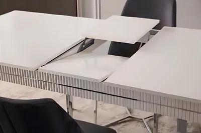Produktbild von Moderne Esszimmertisch Esstisch Tisch Esszimmer Ausziehbar Holz Weiß