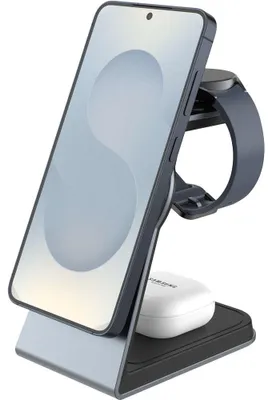 Produktbild von Induktionsladegerät mit Qi2.2 25W für MagSafe, 30.5W, Fixed MagPowerstation Alu 3, inkl. USB-C Kabel, Silber