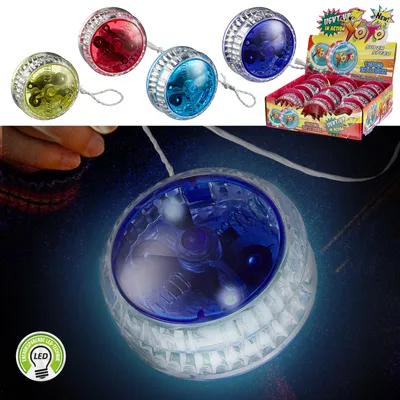 Produktbild von LED YOYO 12 Stück Display 6cm 4 Farben Kunststoff batteriebetrieben leuchtend blinkend Spielzeug Leucht-Yoyo