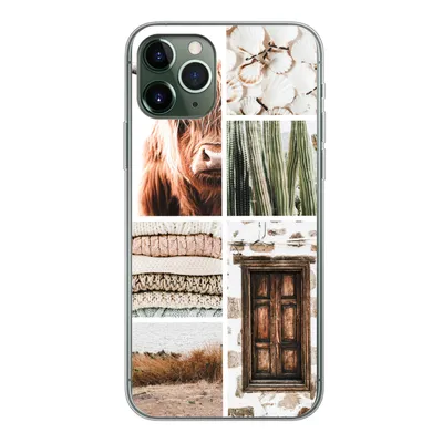 Produktbild von MuchoWow® Handyhülle Schutzhülle Hülle für iPhone 11 Pro Schottischer Highlander - Collage - Kaktus Silikon Softcase Handy Hülle - Handy