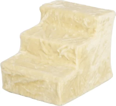 Produktbild von Hundetreppe 3-stufige 35 cm Haustiertreppe mit Plüschoptik, Katzentreppe für Bett, Sofa, Katzen bis 4,5 kg, Beige