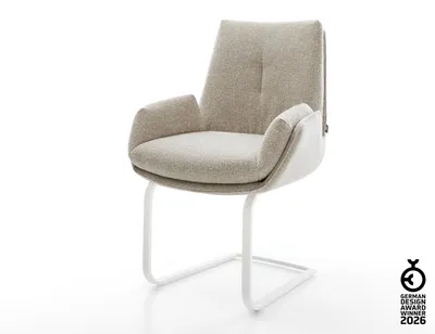 Produktbild von DELIFE Freischwinger Clea-Flex Webstoff Soft Beige Freischwinger flach Weiß