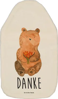 Produktbild von Mr. & Mrs. Panda Wärmflasche Bär Dankbar - Weiß - Geschenk, wärmebeutel, Dankeschön, mit Bezug, Wärmekissen, Teddy, Bettflasche, Danke, Blumen, Wärmflaschen