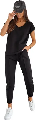 Produktbild von Damen Freizeitanzug Jogginganzug Baumwoll-Trainingsanzug Homewear Set Schwarz/S/36