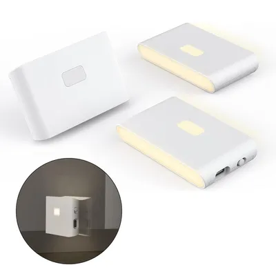 Produktbild von LED Nachtlicht mit Bewegungsmelder, [3 Stück] Aufladbar USB Nachtlicht Kinder mit 3 Modi (Auto/ON/OFF), 2700K Warmweiß Nachtlampe für Schlafzimmer
