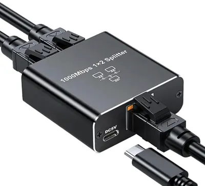 Productafbeelding van RJ45 Ethernet 1 naar 2 1000Mbps Splitter Adapter, 2 Poorten