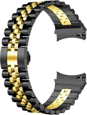 Produktbild von Strap-it Stahlarmband Jubilee - Kompatibel mit Samsung Galaxy Watch 4 Classic Armband 46mm Ersatzarmband Edelstahl - Faltschließe - Hochwertiges Material - für Samsung Galaxy Armband Schwarz / Gold