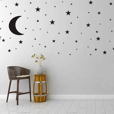 Imagen del producto de Calcomanías para pared con motivos de luna y estrellas, de vinilo, con 177 piezas, ideales para habitaciones infantiles