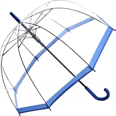Produktbild von Regenschirm Transparent Durchsichtig Glockenschirm Damen Automatiköffnung Blau