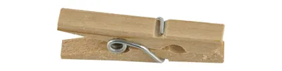 A single wooden clothespin is shown against a white background.