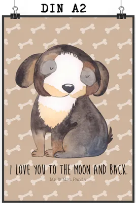 Produktbild von Mr. & Mrs. Panda Bild Hund Entspannen DIN A2 - Hundeglück - Geschenk, Flauschig, Sprüche, Liebe, Süß, drucke, kunstdruck poster, wanddeko, Plakat, Wandbild
