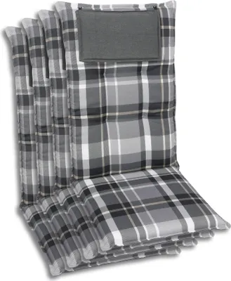 Produktbild von GO-DE Textil, Sesselauflage Hochlehner, 4er Set, Farbe: grau, Maße ca.: 120 cm x 50 cm x 7 cm, Rückenhöhe: 72