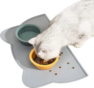 Productafbeelding van Famanu kattenmat met honingraatpatroon - grijs