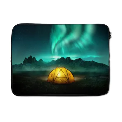 Produktbild von MuchoWow® Laptop Hülle 13 Zoll Nordlichter - Zelt - Lampe Laptoptasche - Laptophülle - Sleeve - Rundumschutz