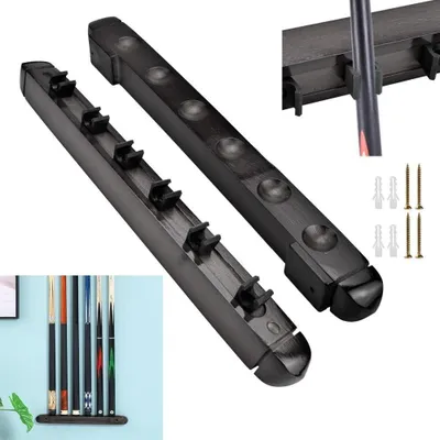 Productafbeelding van Biljartkeu rek - Poolstick houder - Keu opslag - Wandmontage ontwerp - Voor 6 keuen - Zwart