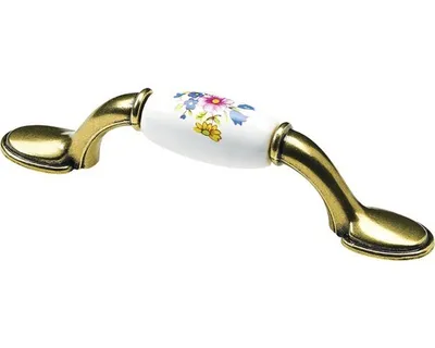 Produktbild von Hettich Möbelgriff Keramik weiß/floral 18 x 126,5 x 30 mm - 1 Stück