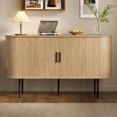 Produktbild von Sideboard mit Rolljalousie-Türen, Kommode Vielseitiger Aufbewahrungsschrank für Wohnzimmer