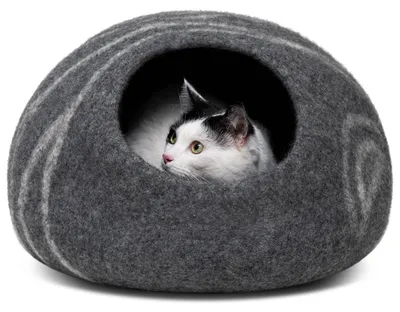 Image de Elzusha - Panier pour chat fait à la main, en Laine 100%, de couleur rose clair