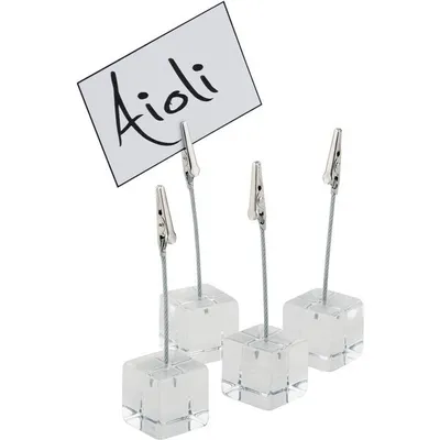 Produktbild von APS-Germany Tischkartenhalter Acryl 3x3x12cm 4Stück incl.20 Beschriftungskarten, Transparent, Acryl, 30 mm, 120 mm, 4 Stück(e)