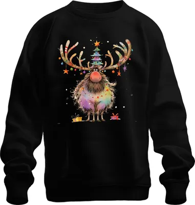 Obrázek produktu pro Vtipná vánoční mikina se sobími parohy, černá, 3XL