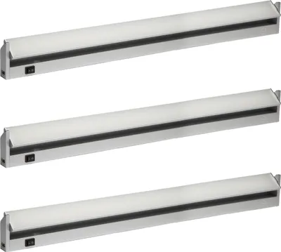 Produktbild von 3x Aluminium Unterbauleuchte LED schwenkbar 91cm neutralweiß Küchenlicht silber 15W