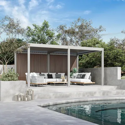 Produktbild von Weide WPC Sichtschutzwand Holzoptik Teak für Pergola