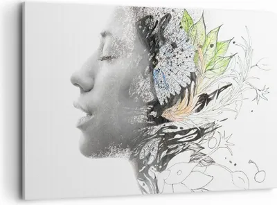 Produktbild von Bild auf Leinwand - Leinwandbild - Frau Abstraktion - 120x80cm - Wand Bild - Wanddeko - Wandbilder - Leinwanddruck - Bilder - Kunstdruck - Wanddekoration - Leinwand bilder - Wandkunst - AA120x80-3964