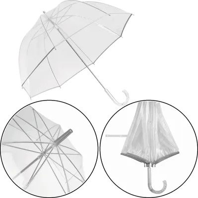 Produktbild von Regenschirm durchsichtig für Hochzeit & Events, transparenter Schirm, Metallgestänge & Luftblaseneffekt Griff , Ø101 cm