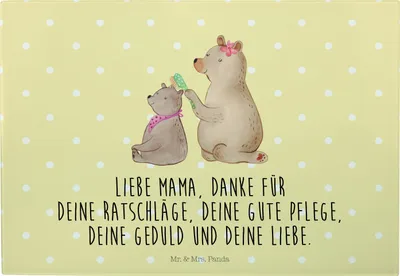 Produktbild von Mr. & Mrs. Panda vesperbrett Bär Kind - Gelb Pastell - Geschenk, Frühstücksbrett, Servierplatte, Mutter, Familie, Brotzeitplatte, Glas-Servierplatte, Mama, Schneidebrett