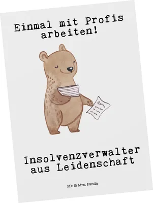 Produktbild von Mr. & Mrs. Panda Postkarte Insolvenzverwalter Leidenschaft - Weiß - Geschenk, kunstkarte, Postkarten, Ansichtskarten, Grußkarte, Ansichtskarte