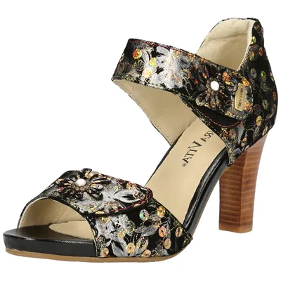 Produktbild von Laura Vita Damen Sandalette Damen floral Sandale geschlossene Ferse Alcbaneo 103 , Größe:39 EU, Farbe:Gold