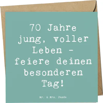 Produktbild von Mr. & Mrs. Panda Grußkarte Spruch 70. Geburtstag Feier - Meeresbrise - Geschenk, Klappkarte, Geburtstagsgeschenk, faltkarte, Happy Birthday, Meilenstein, Jubiläum