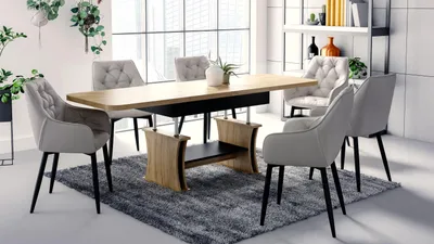 Produktbild von Design Couchtisch DA-777 höhenverstellbar ausziehbar 120 bis 200 cm Tisch Ablage Esstisch Wohnzimmer abgerundete Ecken