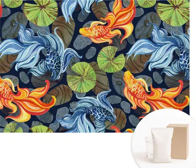 Produktbild von Fototapete - Wandbilder für Wohnzimmer - 312x219 cm - Dekorative Wandfolie - Modernes Design für Wanddekoration - Tapeten für Innenräume - Fischmuster