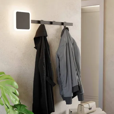 Image de Eglo LED Garderobenhaken Wandleuchte Cartignano Schwarz 9W 900lm warmweiß 3000K mit Schalter