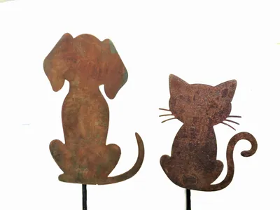 Produktbild von Edelrost Gartenstecker Hund & Katze Rost, Edelrost, Gartendekoration SET