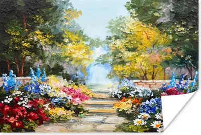 Produktbild von MuchoWow® Poster Malerei - Blumen - Natur - Ölfarbe 120x80 cm - Bilder