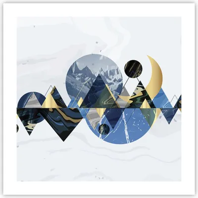 Produktbild von Poster - Poster ohne Rahmen - Abstraktion Geometrisch Berge - 50x50 cm - Wand Bild - Wanddeko - Wandbilder - Kunstposter - Wandposter - Bilder - Kunstdruck - Wanddekoration - P2XAC50x50-4814
