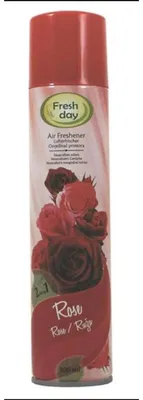 Produktbild von 24x Fresh Day 0,3L Lufterfrischer Rosen Spray Raumduft Aroma Frische Geruch Bad