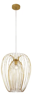 Image de Suspension De Style Campagnard Au Design Industriel Moderne, Structure Métallique, Couleur Or Mat, Douille E27, Idéale Pour L'Éclairage Intérieur.