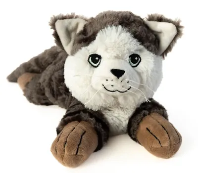 Obrázok produktu pre Habibi Plush Classic – plyšová mačka s tygrovaným vzorom, plyšová hračka, vyhrievací vankúš, vyhrievacia fľaša